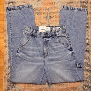NWT Cotton On Denim Cargo Carpenter Pants Jeans Light Blue Size 4 27x30